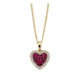 RUBY AND DIAMOND HEART PENDANT/CHAIN